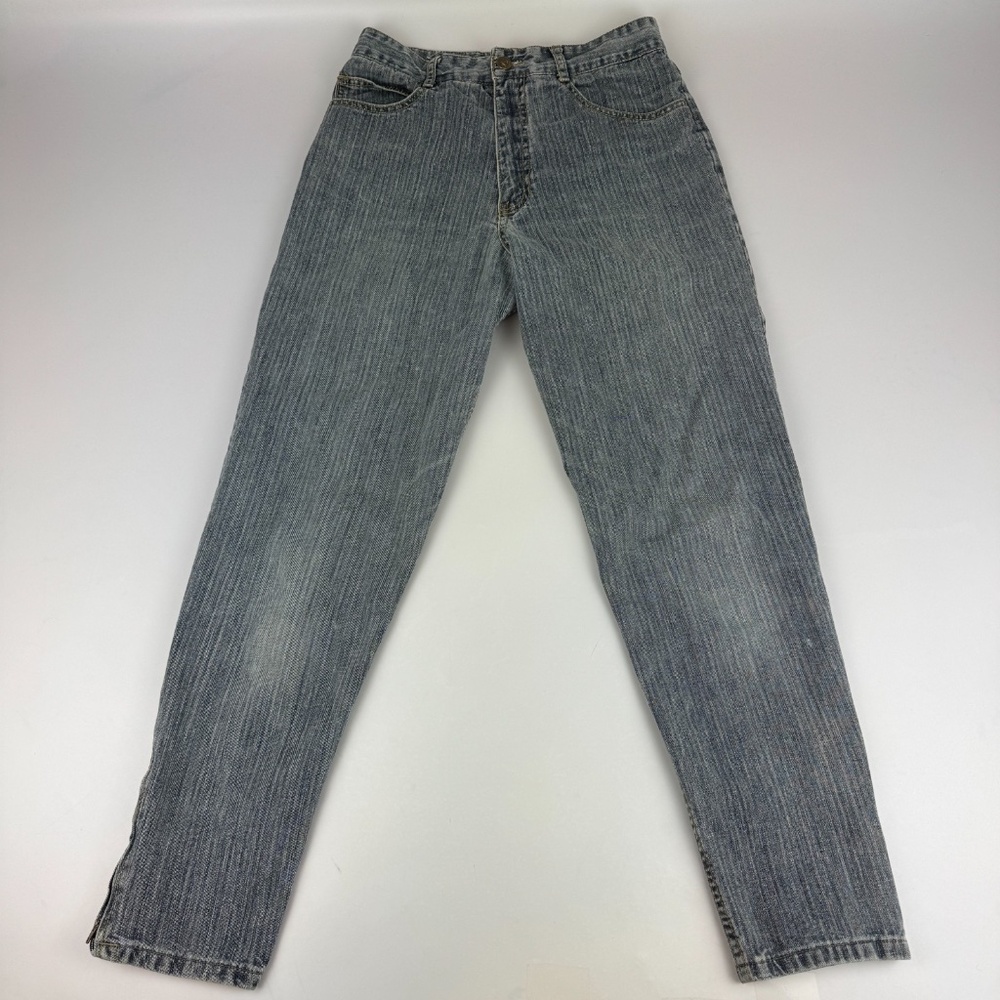 Vintage Guess Womens Size 28 High Rise Tapered Jeans Striped Ankle Zip *Read
